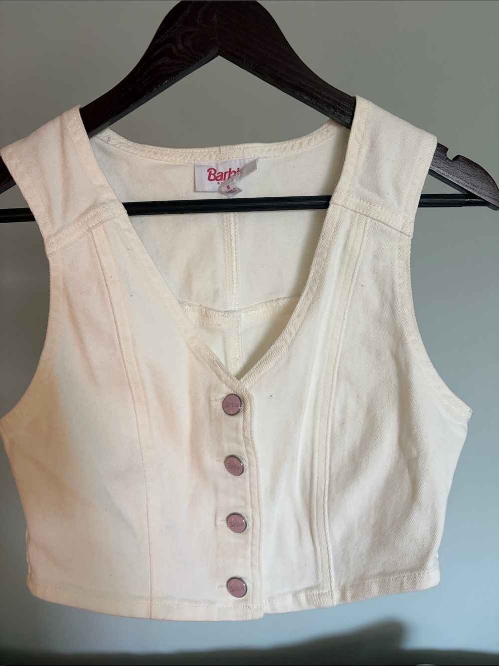 PacSun Cream Cropped Button Front Vest